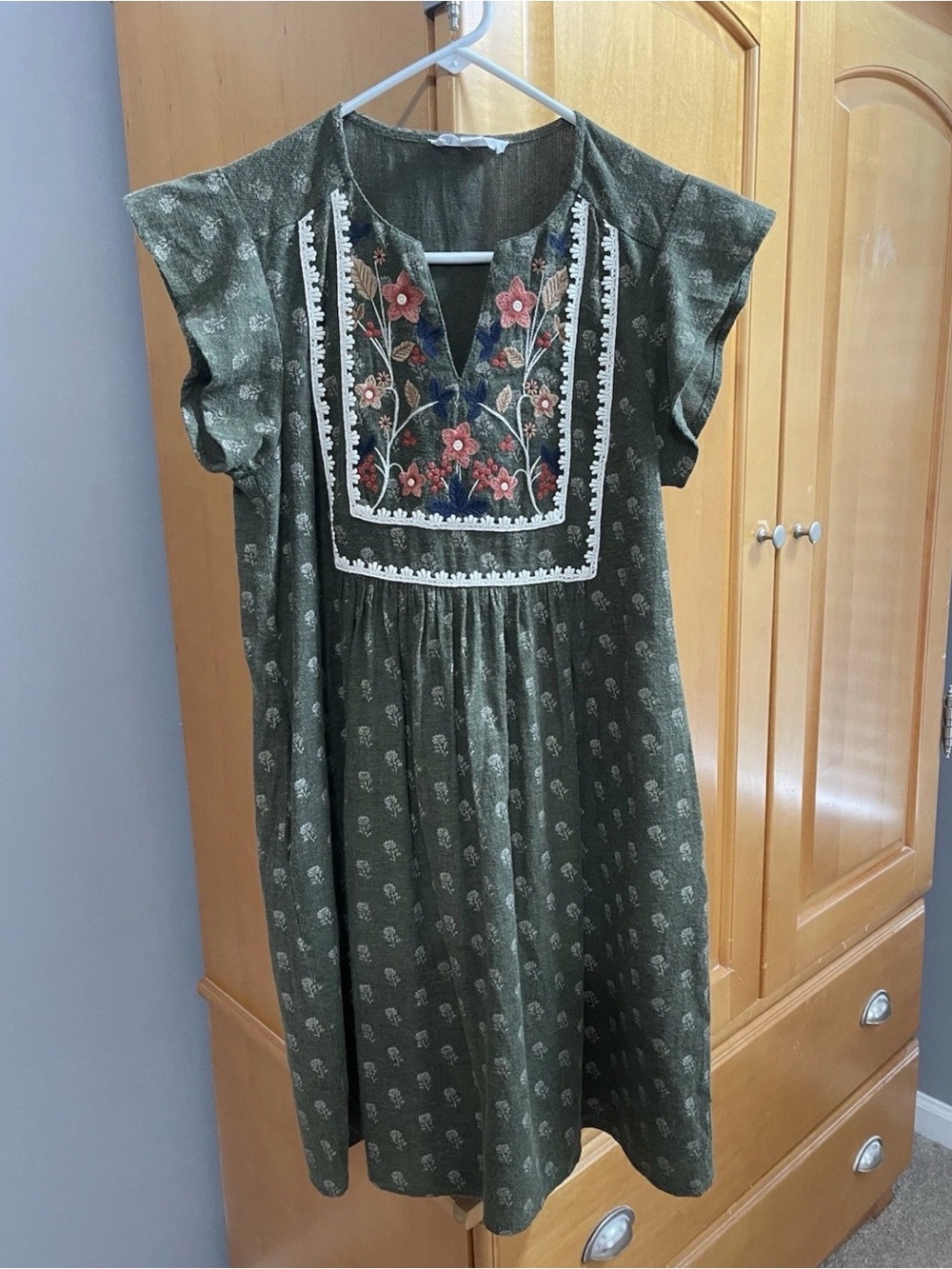 THML Green Ruffle Sleeve Dress XS